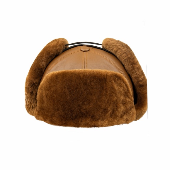Real Shearling Sheepskin Leather Trapper Hat | Aviator Hat |Ushanka - Picture 2 of 4
